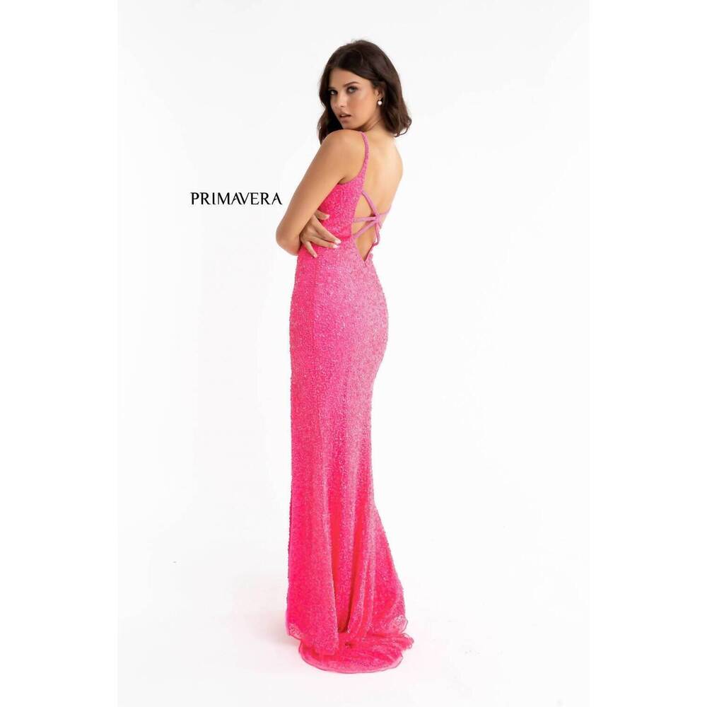 NEW PRIMAVERA women's prom dress in neon pink